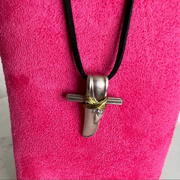 Adoration Cross Necklace Handcrafted Spoon Silver - Picture 12 of 12